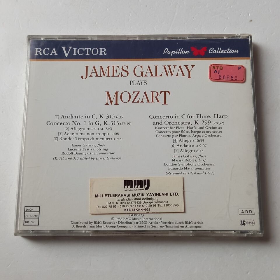 JAMES GALWAY PLAYS MOZART – ANDANTE IN C, CONCERTO IN G, CONCERTO FOR FLUTE AND HARP (1988) - CD 2.EL