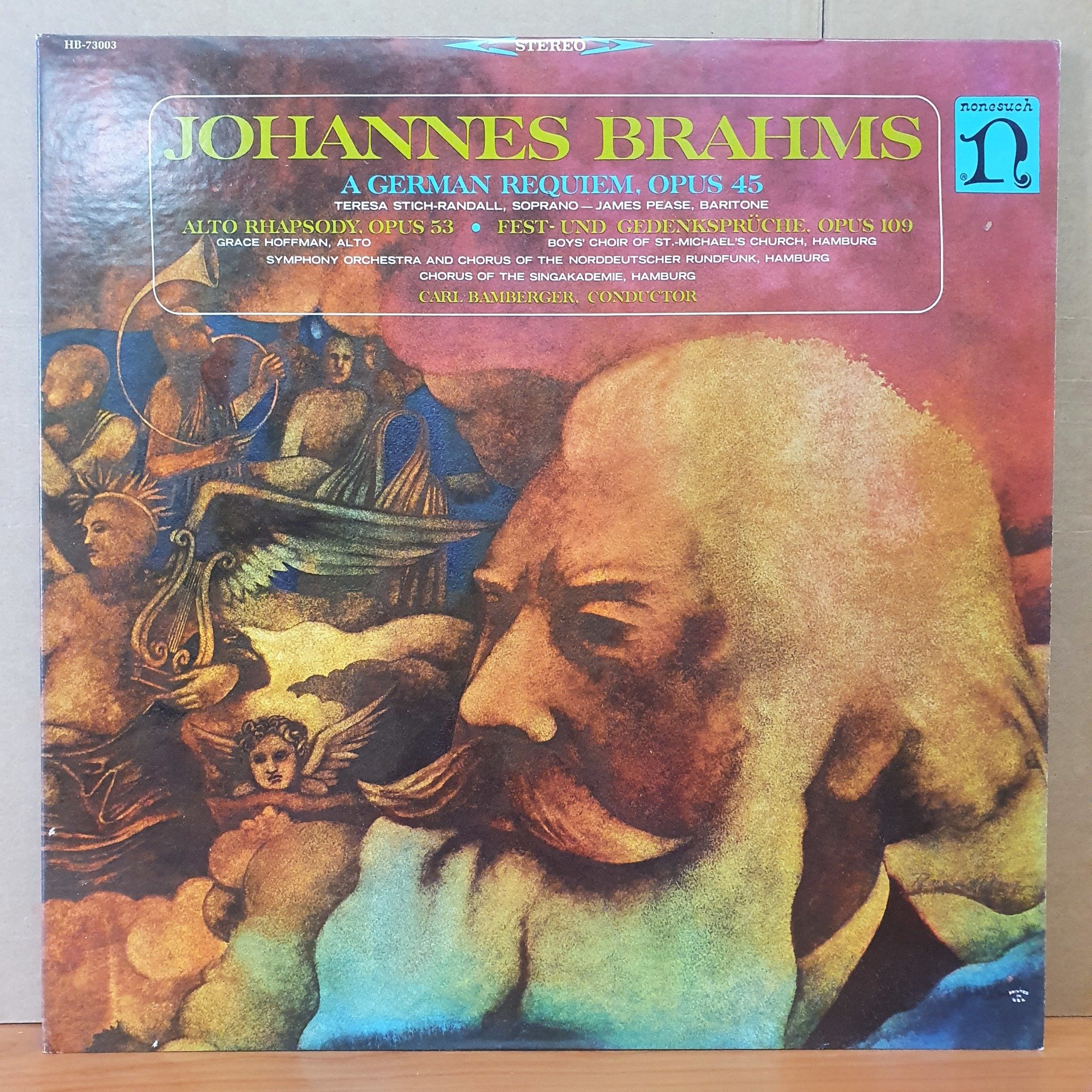 JOHANNES BRAHMS: A GERMAN REQUIEM, OPUS 45 / CARL BAMBERGER (1966) - 2LP 2.EL PLAK