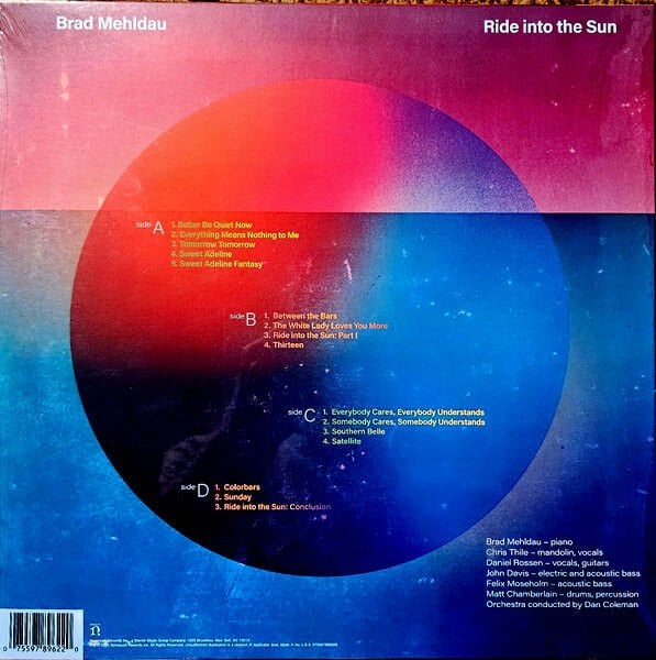 BRAD MEHLDAU - RIDE INTO THE SUN / PERFORMS SONGS OF AND INSPIRED BY ELLIOT SMITH (2025) - 2LP CONTEMPORARY JAZZ SIFIR PLAK
