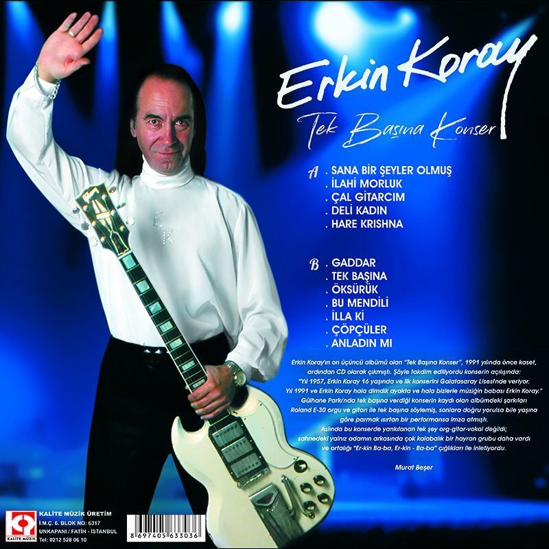 ERKİN KORAY - TEK BAŞINA KONSER (1991) - LP 2025 BASIM SİYAH SIFIR PLAK