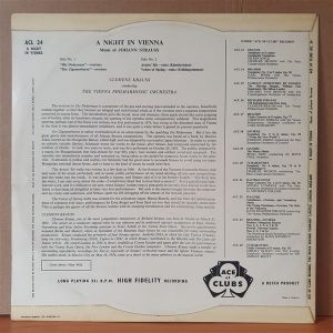 A NIGHT IN VIENNA / MUSIC OF JOHANN STRAUSS / VIENNA PHILHARMONIC ORCHESTRA, CLEMENS KRAUSS (1958) - LP 2.EL PLAK