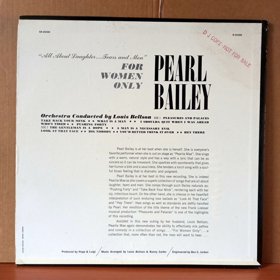 PEARL BAILEY – FOR WOMEN ONLY (1965) - LP 2.EL PLAK