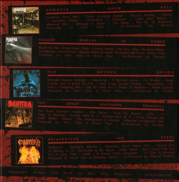 PANTERA – THE COMPLETE STUDIO ALBUMS 1990-2000 / COWBOYS FROM HELL, VULGAR DISPLAY OF POWER, FAR BEYOND DRIVEN, THE GREAT SOUTHERN TRENDKILL, REINVENTING THE STEEL (2015) - 5CD BOX SET AMBALAJINDA SIFIR