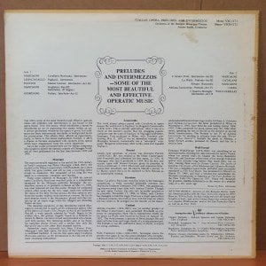 ITALIAN OPERA PRELUDES AND INTERMEZZOS / ORCHESTRA OF THE BOLOGNA MUNICIPAL THEATER, ARTURO BASILE (1966) - LP 2.EL PLAK