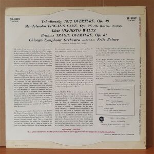 REINER: CHICAGO SYMPHONY ORCHESTRA / TCHAIKOVSKY: 1812 OVERTURE / MENDELSSOHN: FINGAL'S CAVE OVERTURE / LISZT: MEPHISTO WALTZ / BRAHMS: TRAGIC OVERTURE (1958) - LP 2.EL PLAK