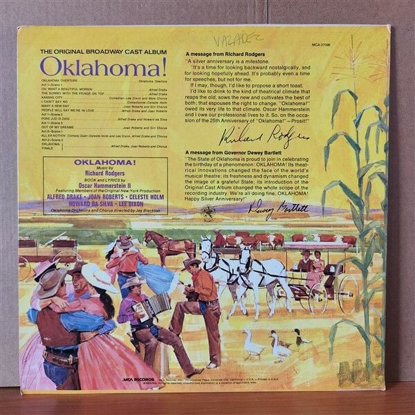 OKLAHOMA / ORIGINAL BROADWAY CAST RECORDING / RODGERS & HAMMERSTEIN - LP 2.EL PLAK
