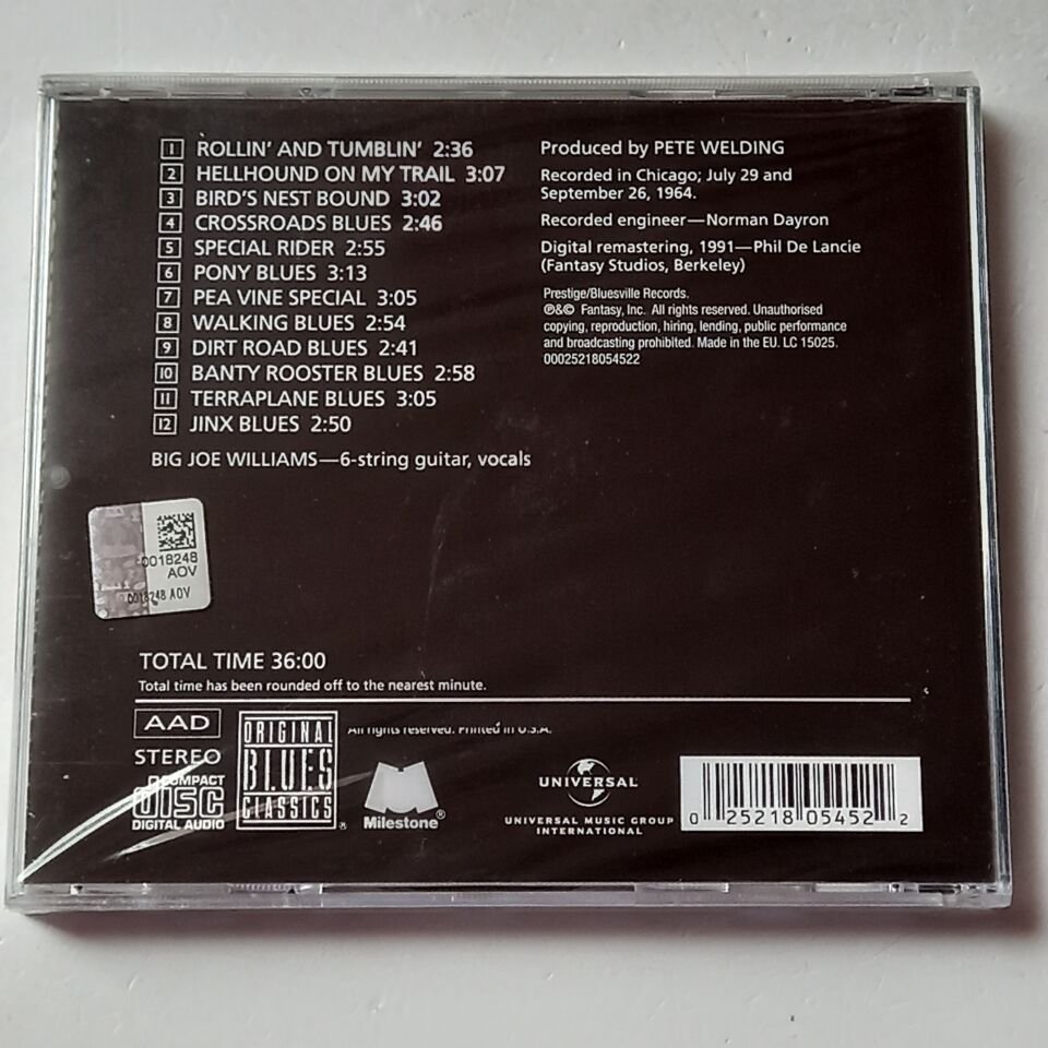 BIG JOE WILLIAMS – CLASSIC DELTA BLUES (1966) - CD REMASTERED 2006 REISSUE AMBALAJINDA SIFIR