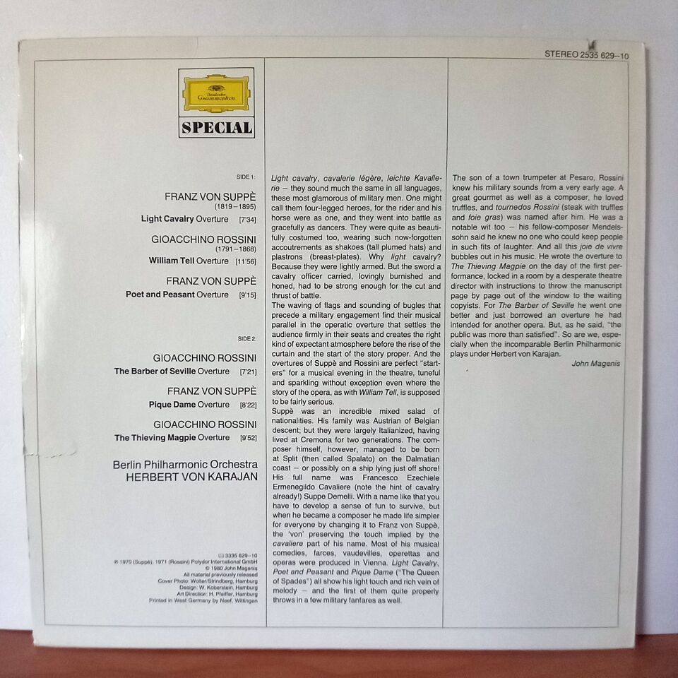 WILLIAM TELL OVERTURE / BERLINER PHILHARMONIKER, HERBERT VON KARAJAN (1980) - LP 2.EL PLAK