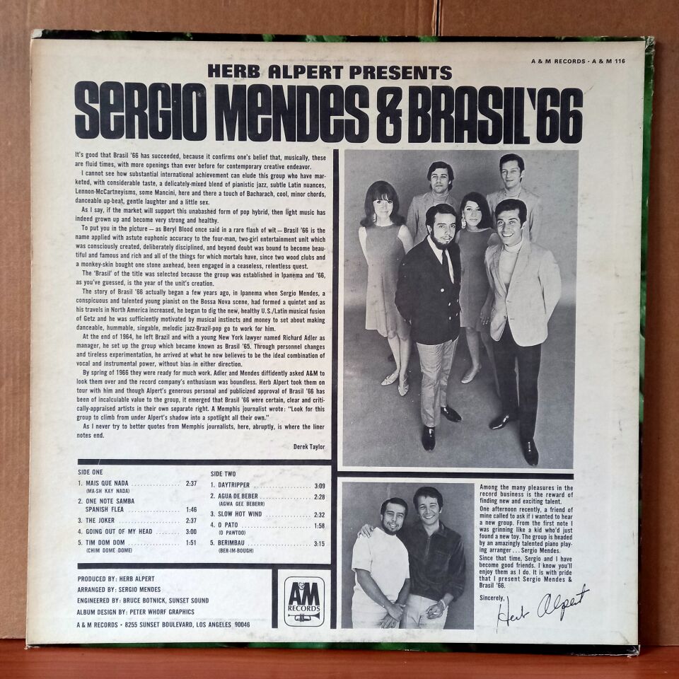 SERGIO MENDES & BRASIL '66 – HERB ALPERT PRESENTS SERGIO MENDES & BRASIL '66 (1966) - LP 2.EL PLAK