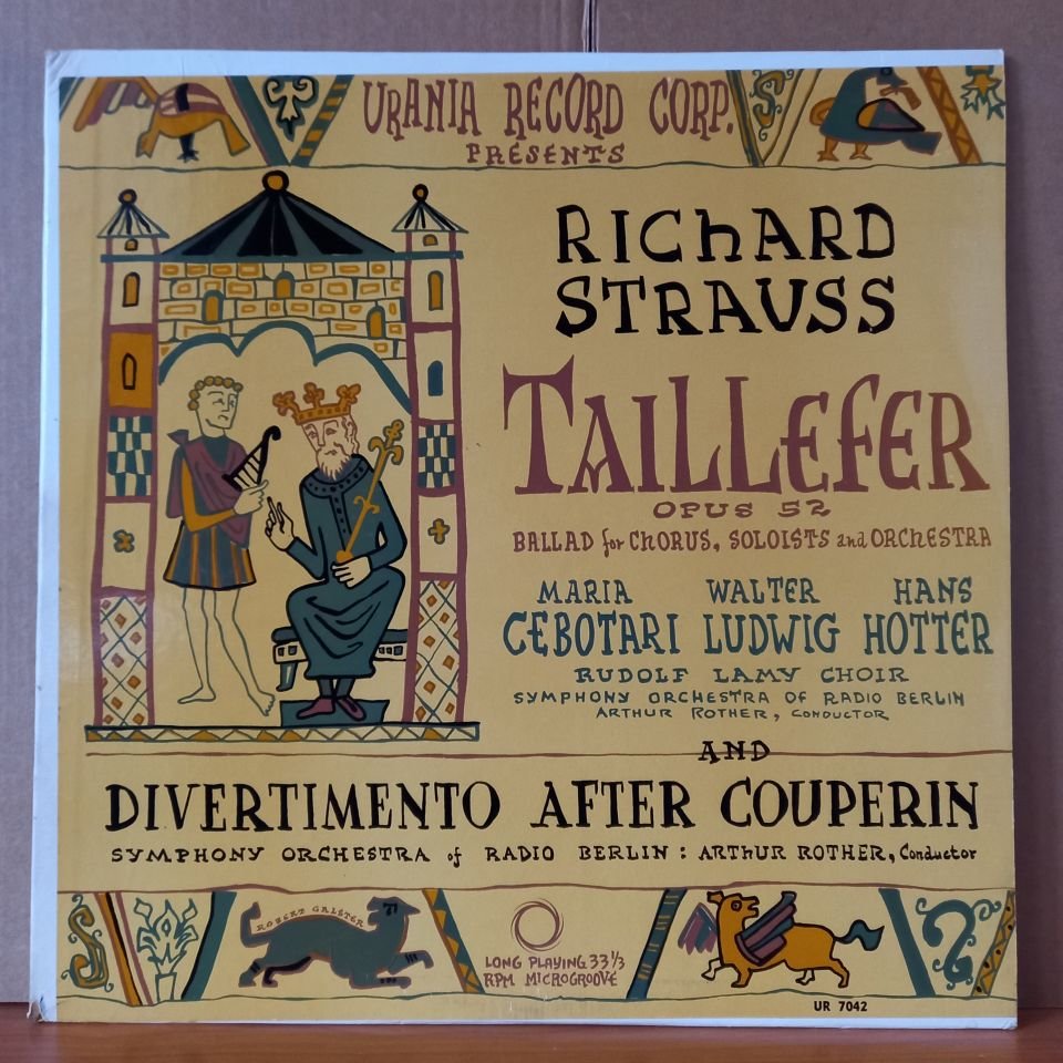 RICHARD STRAUSS: TAILLEFER AND DIVERTIMENTO AFTER COUPERIN / MARIA CEBOTARI, WALTER LUDWIG, HANS HOTTER, RUDOLF LAMY CHOIR (1952) - LP 2.EL PLAK