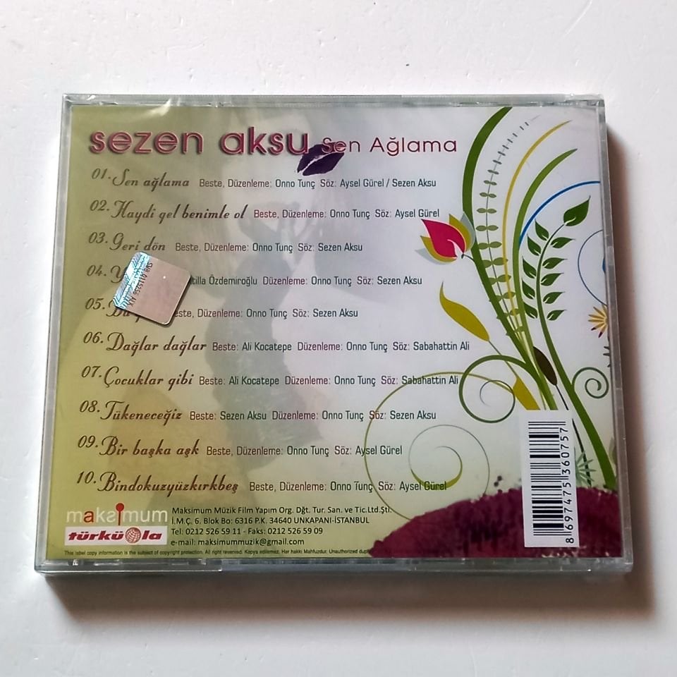SEZEN AKSU - SEN AĞLAMA  - CD SIFIR