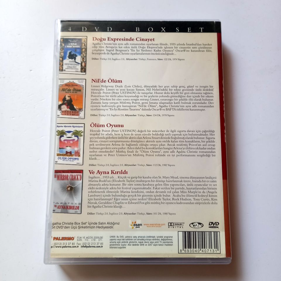 AGATHA CHRISTIE COLLECTION: DOĞU EXPRESİNDE CİNAYET / NİL\'DE ÖLÜM / ÖLÜM OYUNU / VE AYNA KIRILDI - 4 DVD BOX SET 2.EL