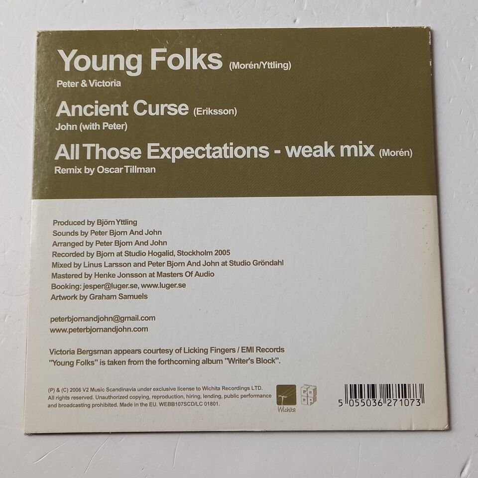 PETER BJORN AND JOHN FEATURING VICTORIA BERGSMAN – YOUNG FOLKS (2006) - CDSINGLE 2.EL