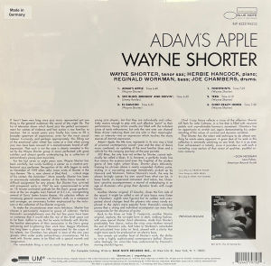 WAYNE SHORTER - ADAM'S APPLE (1966) - LP BLUE NOTE CLASSIC VINYL SERIES 180GR 2022 EDITION SIFIR PLAK