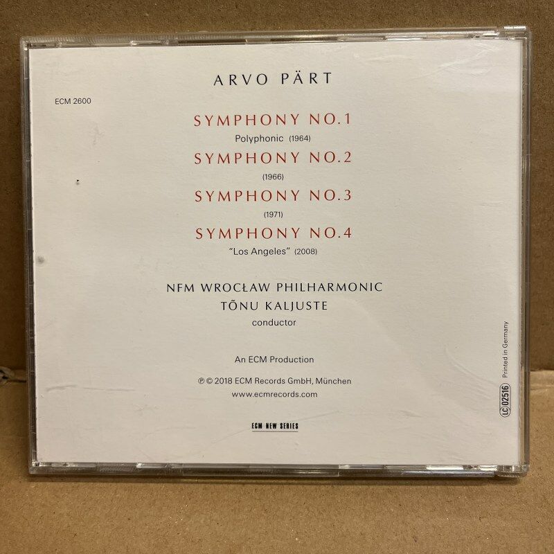 ARVO PÄRT - NFM WROCŁAW PHILHARMONIC, TÕNU KALJUSTE – THE SYMPHONIES (2018) - CD ECM 2.EL