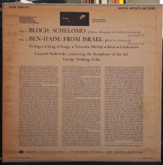 BLOCH: SCHELOMO, BEN-HAIM: FROM ISRAEL, SYMPHONY OF THE AIR, STOKOWSKI (1959) - PLAK 2.EL