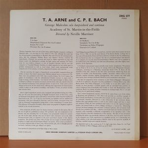 GEORGE MALCOLM / EMANUEL BACH: CONCERTO IN C MINOR / THOMAS ARNE: CONCERTO IN G MINOR / ACADEMY OF ST. MARTIN-IN-THE-FIELDS, NEVILLE MARRINER (1968) - LP 2.EL PLAK