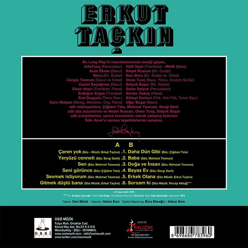 ERKUT TAÇKIN - ERKUT TAÇKIN (1975) - LP YENİ BASIM SIFIR PLAK