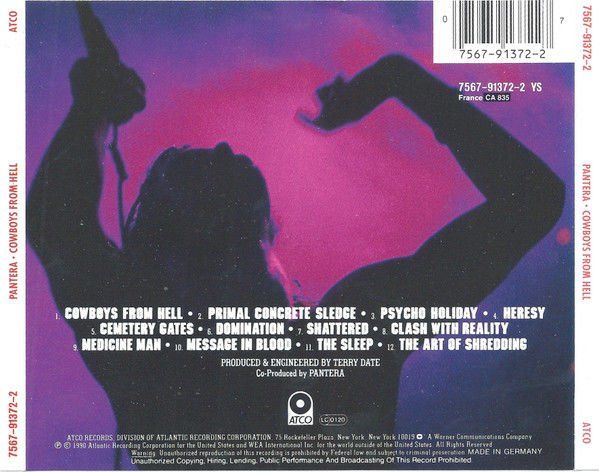 PANTERA - COWBOYS FROM HELL (1990) CD AMBALAJINDA SIFIR