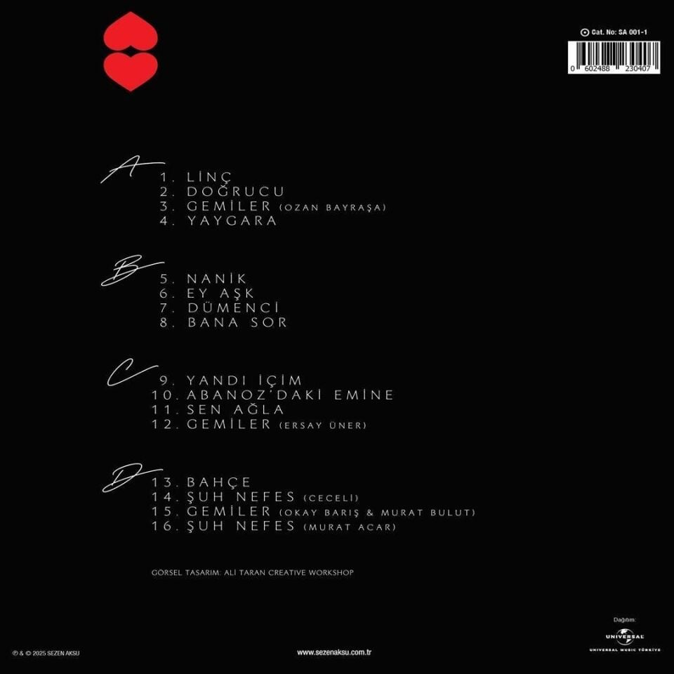 SEZEN AKSU - PAŞA GÖNÜL ŞARKILARI (2025) - 2LP 180GR KIRMIZI RENKLİ SIFIR PLAK