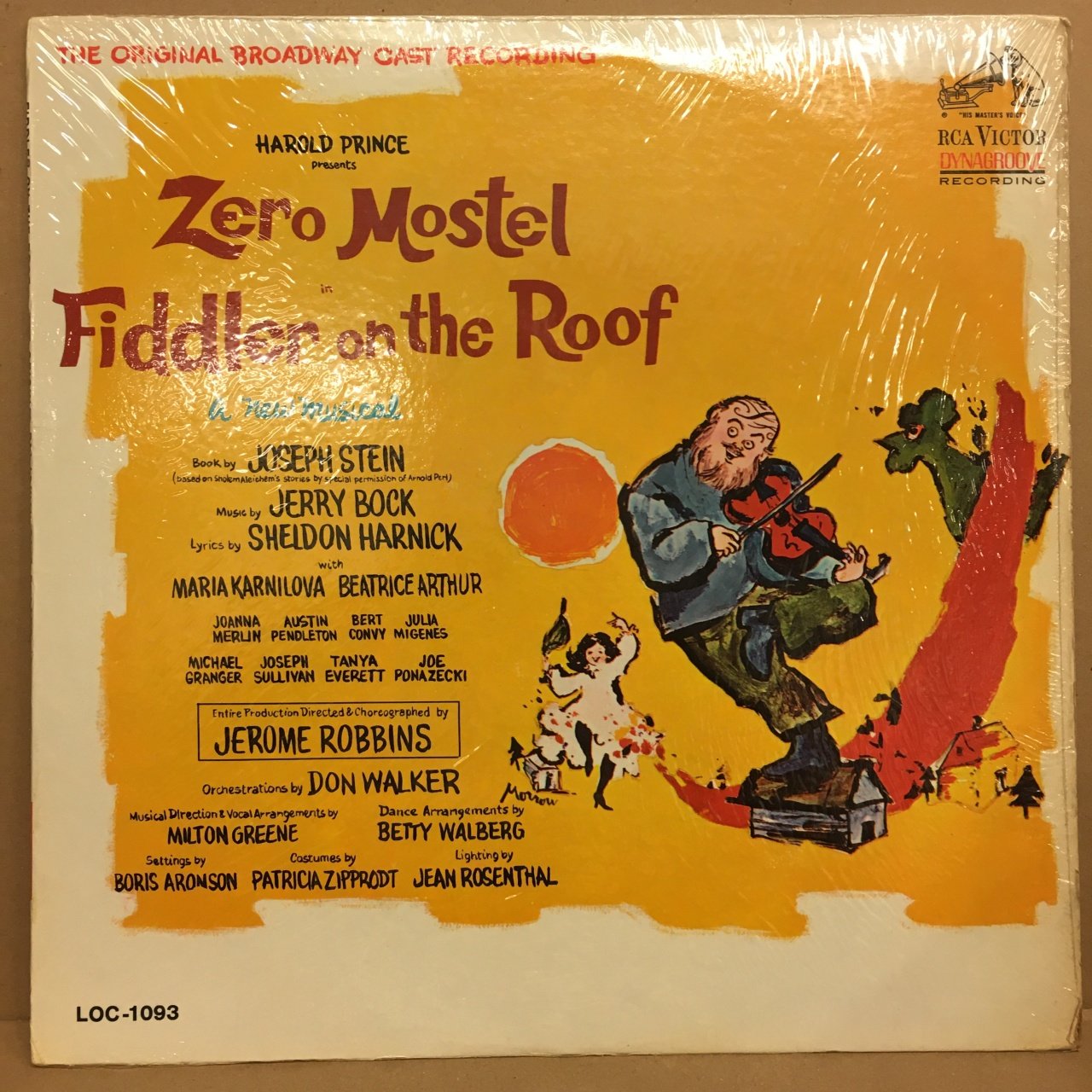 FIDDLER ON THE ROOF ZERO MOSTEL BROADWAY LP 2.EL