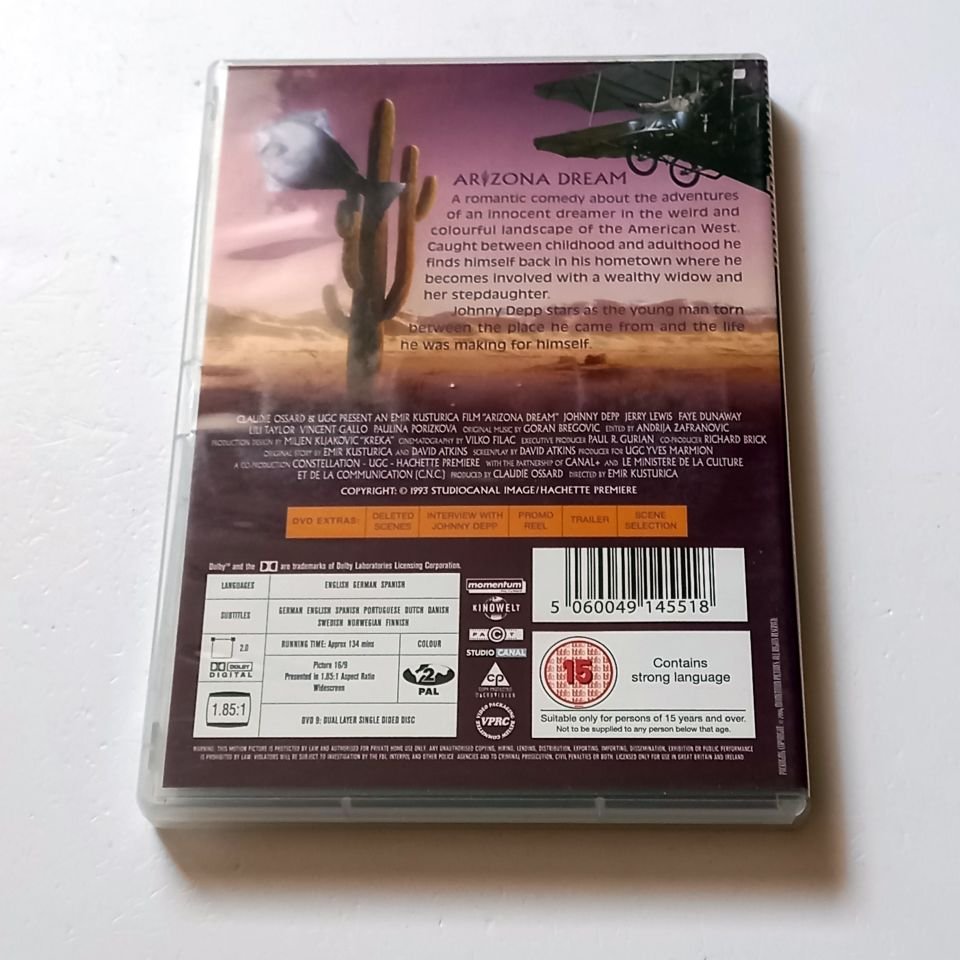 ARIZONA DREAM - JOHNNY DEPP, JERRY LEWIS, FAYE DUNAWAY - YÖN.: EMIR KUSTURICA - DVD 2.BÖLGE TÜRKÇE ALTYAZI YOKTUR 2.EL