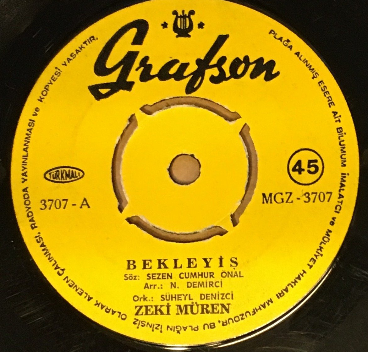 ZEKİ MÜREN - BEKLEYİŞ / İKİ DAMLA GÖZYAŞI 7'' 45 DEVİR