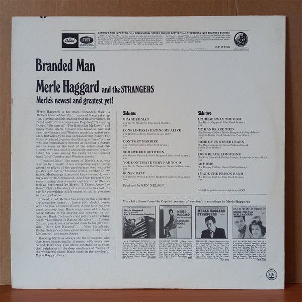 MERLE HAGGARD AND THE STRANGERS – BRANDED MAN - LP 2.EL PLAK
