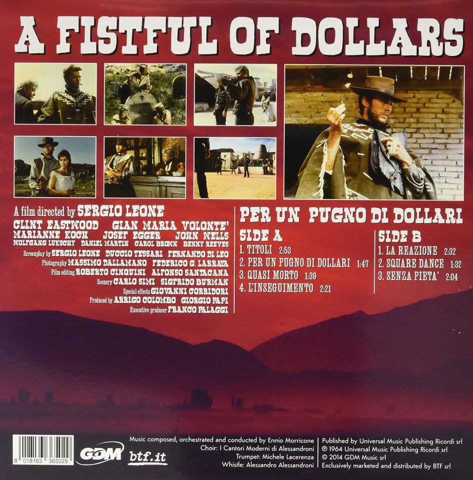 A FISTFUL OF DOLLARS - SOUNDTRACK MUSIC BY ENNIO MORRICONE (1967) - LP 180GR 2014 YELLOW COLOURED EDITION SIFIR PLAK
