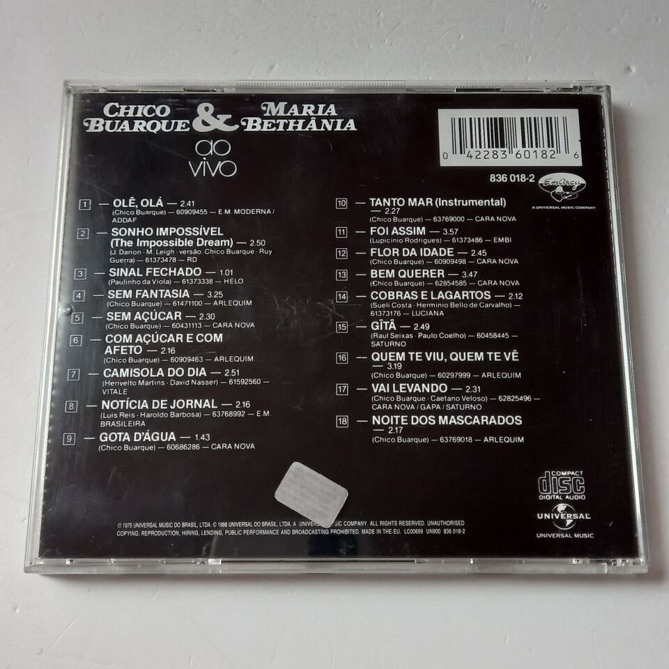 CHICO BUARQUE & MARIA BETHANIA – AO VIVO (1975) - CD REMASTERED 2.EL