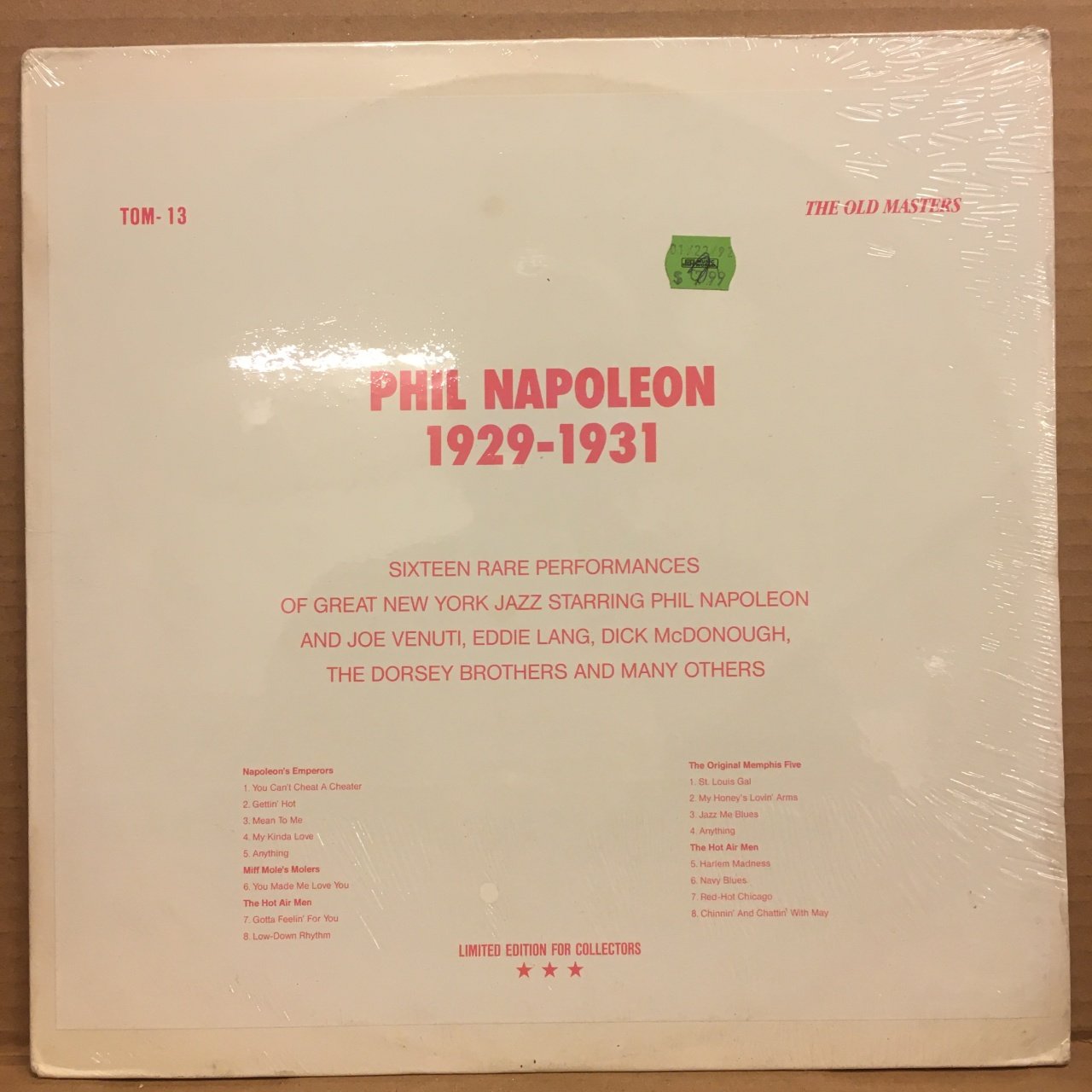 PHIL NAPOLEON 1929-1931 EARLY JAZZ SIFIR PLAK