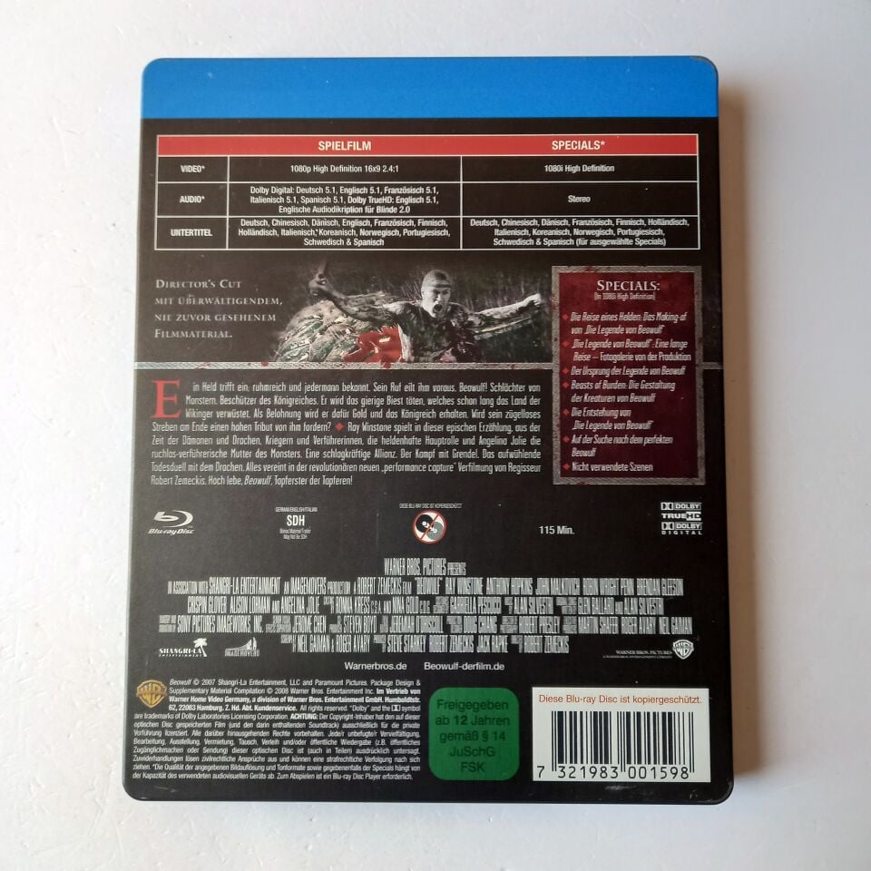 BEOWULF: DIRECTOR'S CUT - RAY WINSTONE, ANTHONY HOPKINS, ANGELINA JOLIE - YÖN.: ROBERT ZEMECKIS - BLU-RAY STEELBOOK METAL KUTU 2.EL
