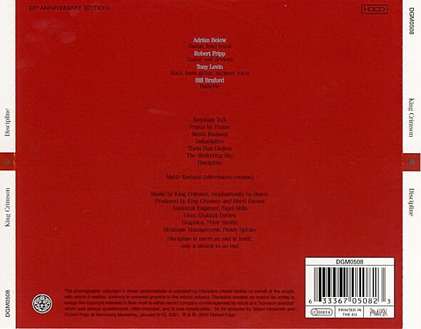 KING CRIMSON – DISCIPLINE (1981) - CD REMASTERED 2004 REISSUE 30TH ANNIVERSARY EDITION JEWEL CASE AMBALAJINDA SIFIR