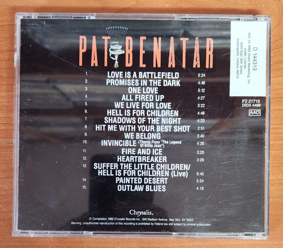 PAT BENATAR - BEST SHOTS / BEST OF (1989) - CD 2.EL