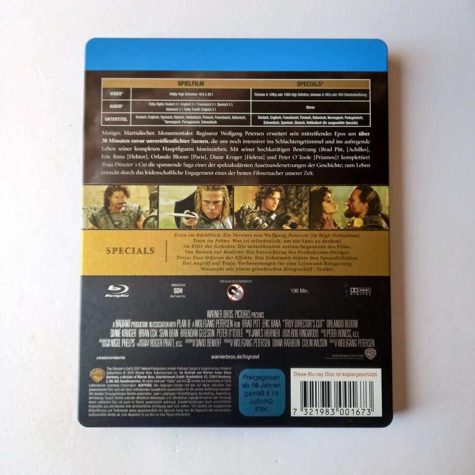 TROJA / TROY: DIRECTOR'S CUT - BRAD PITT, ERIC BANA, ORLANDO BLOOM - YÖN.: WOLFGANG PETERSEN - BLU-RAY STEELBOOK METAL KUTU 2.EL TÜRKÇE ALTYAZI YOKTUR
