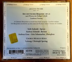 BRAHMS - EIN DEUTSCHES REQUIEM SOILE ISOKOSKI ANDREAS SCHMIDT - CD 1996 2.EL