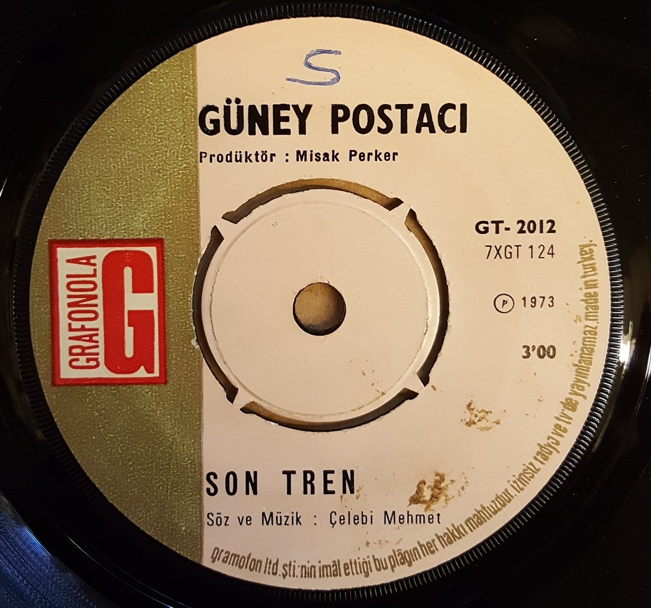 GÜNEY POSTACI - SON TREN / DERT YÜKÜNÜN KERVANI -  7'' 45 DEVİR KAPAKSIZ 2.EL PLAK
