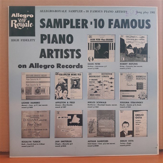 SAMPLER 10 FAMOUS PIANO ARTISTS ON ALLEGRO RECORDS - LP 2.EL PLAK