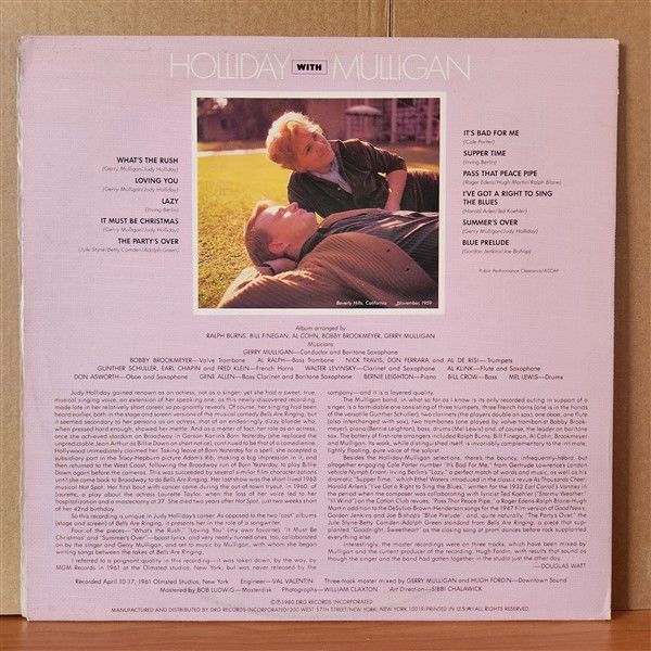 JUDY HOLLIDAY WITH GERRY MULLIGAN – HOLLIDAY WITH MULLIGAN (1980) - LP 2.EL PLAK