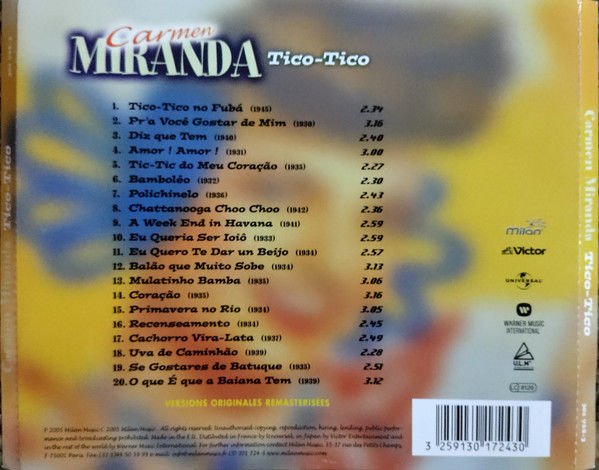 CARMEN MIRANDA – TICO TICO (2005) - CD LATIN/SAMBA/CHORO SIFIR AMBALAJINDA
