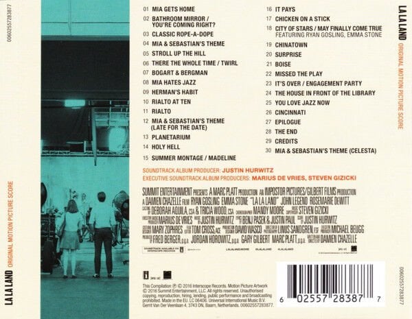 LA LA LAND / ORIGINAL MOTION PICTURE SCORE / JUSTIN HURWITZ (2017) - CD JEWEL CASE AMBALAJINDA SIFIR