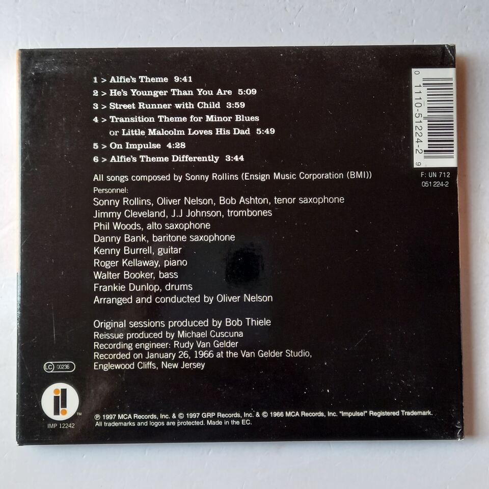 SONNY ROLLINS – ORIGINAL MUSIC FROM THE SCORE ALFIE (1966) - CD DIGIPAK 1997 REMASTERED REISSUE 2.EL