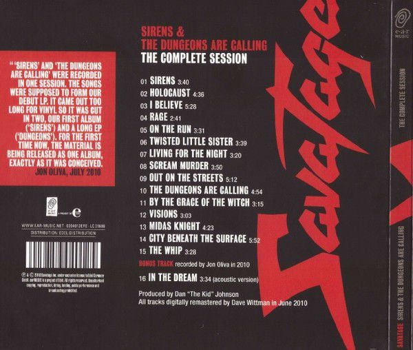 SAVATAGE – SIRENS & THE DUNGEONS ARE CALLING - THE COMPLETE SESSION (2010) DIGIPAK CD AMBALAJINDA SIFIR