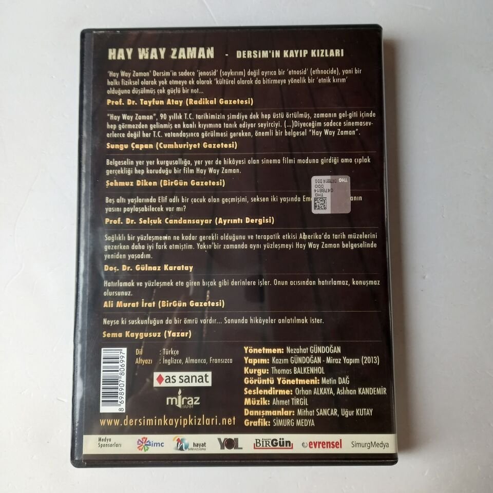 HAY WAY ZAMAN / DERSİM'İN KAYIP KIZLARI - UMBRIED IN THE PAST / THE MISSING GIRLS OF DERSİM- DVD - 2.EL