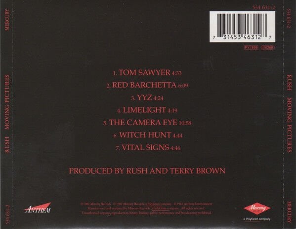 RUSH – MOVING PICTURES (1981) - CD REMASTERED REISSUE JEWEL CASE CASE AMBALAJINDA SIFIR