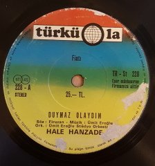 HALE HANZADE - DUYMAZ OLAYDIM / ŞEYTAN TÜYÜ - 7'' 45 DEVİR KAPAKLI 2.EL PLAK