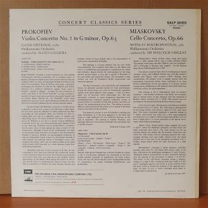 PROKOFIEV: VIOLIN CONCERTO NO.2 / DAVID OISTRAKH - MIASKOVSKY: CELLO CONCERTO / MSTISLAV ROSTROPOVITCH (1973) - LP 2.EL PLAK