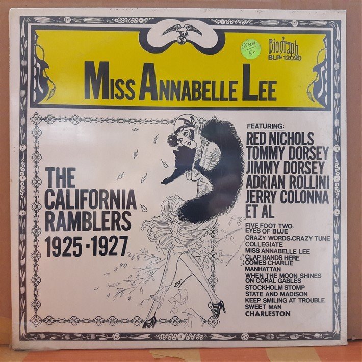 MISS ANNABELLE LEE - THE CALIFORNIA RAMBLERS 1925-1927 - DÖNEM BASKISI SIFIR LP PLAK