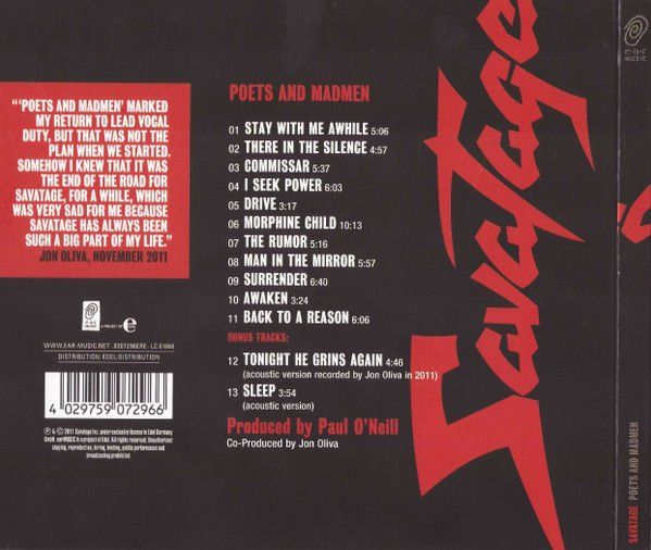 SAVATAGE – POETS AND MADMEN (2001) DIGIPAK CD AMBALAJINDA SIFIR