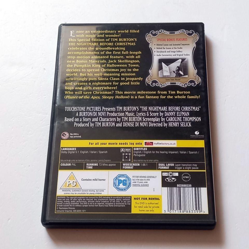 THE NIGHTMARE BEFORE CHRISTMAS - SPECIAL EDITION - YÖN.: HENRY SELICK - DVD 2.BÖLGE TÜRKÇE ALTYAZI YOKTUR 2.EL